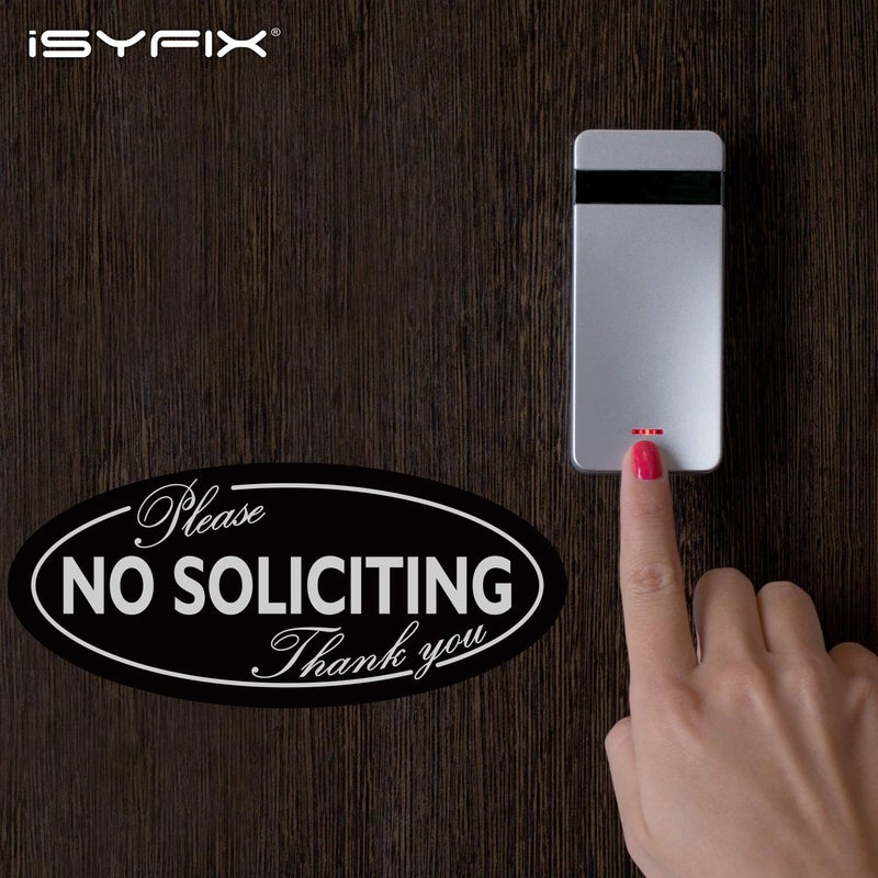 iSYFIX No Soliciting Sign Sticker for House, Home & Business - 4 Pack 7 x 3 inch - Premium Self-Adhesive Vinyl, Laminated for Ultimate UV, Weather, Scratch, Water and Fade Resistance, Indoor & Outdoor - Image 2